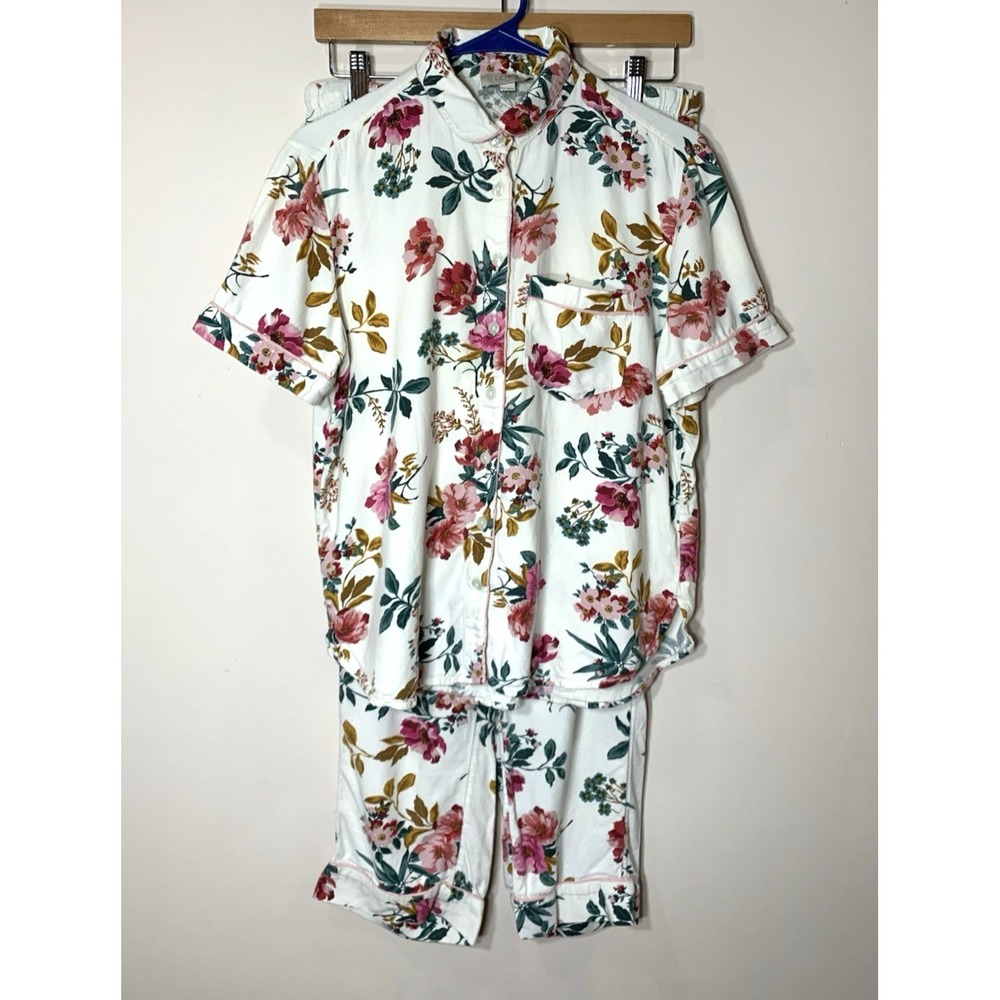 Loft Sleep Flannel Pajama‎ Set-Size S-Floral-Cotton Blend-Cottagecore